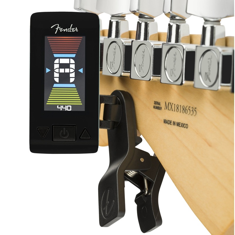 Fender Original Clip On Chromatic Tuner with 360 Rotatable LCD Display for Guitar, Bass, Violin, String Instruments (Blue)