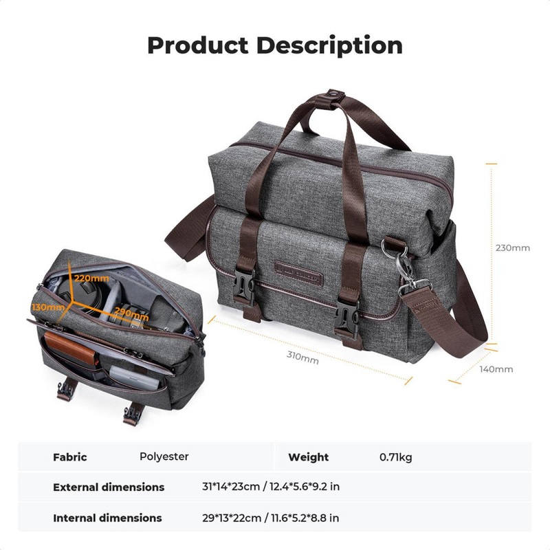 K&F Concept 8L Retro Camera Shoulder Crossbody Sling Bag with Tripod Holder & Enough Storage for Cameras, Lenses, Drones, Smartphones, Tablets Photography Accessories – Sony FUJIFILM Canon Nikon Panasonic Lumix DJI