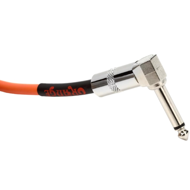 Orange Crush 20ft 6 Meters Instrument Cable with 1/4 TS Nickel Plated Male Jack Connector (Straight / Right Angle) for Guitar, Bass, Keyboard Piano