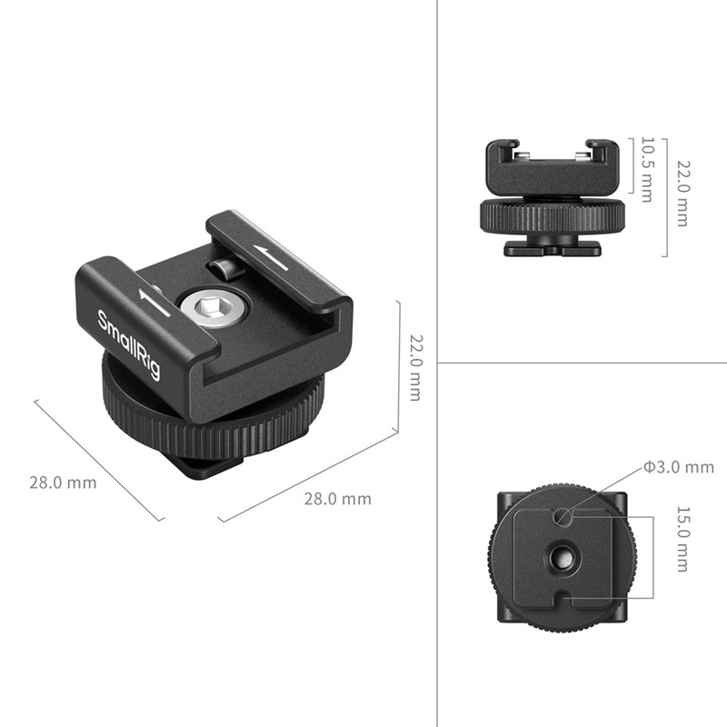 SmallRig Detachable Bottom Cold Shoe Mount for Compact Wireless Microphone, Audio Receiver to Camera and Cages with 1/4-20 Thread Hole & Built-in Spring Clip | 4822