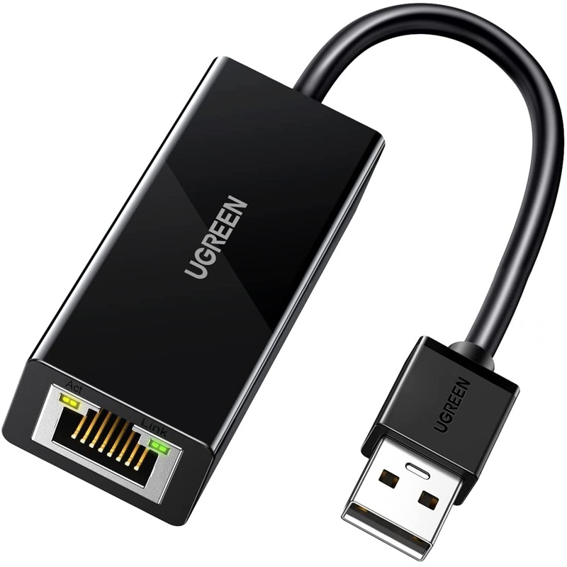 UGREEN USB 2.0 to Ethernet Network Adapter RJ45 Female LAN 100Mbps Compatible with Nintendo Switch Wii U Chromebook Windows Mac (Black) | 20254