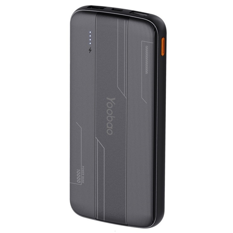 Yoobao P10T PowerTubro 10000mAh Slim Portable Powerbank with Dual Input Output Micro USB Type C for Mobile Phones and Tablets (Black, White)