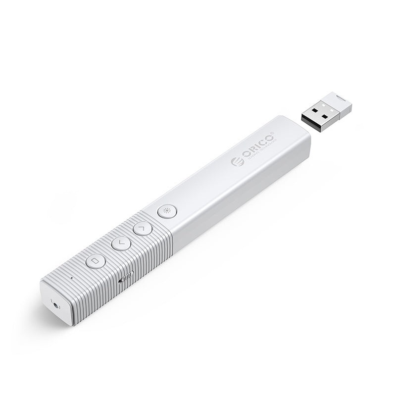 [CLEARANCE] ORICO 2.4GHz Wireless Presentation Remote Clicker (AAA Battery, Built-in Battery) with 50m Control Range, 3R Class Laser, 360 Directional Point, Magnetic USB Receiver for Windows, macOS, Linux, Android | Black, White