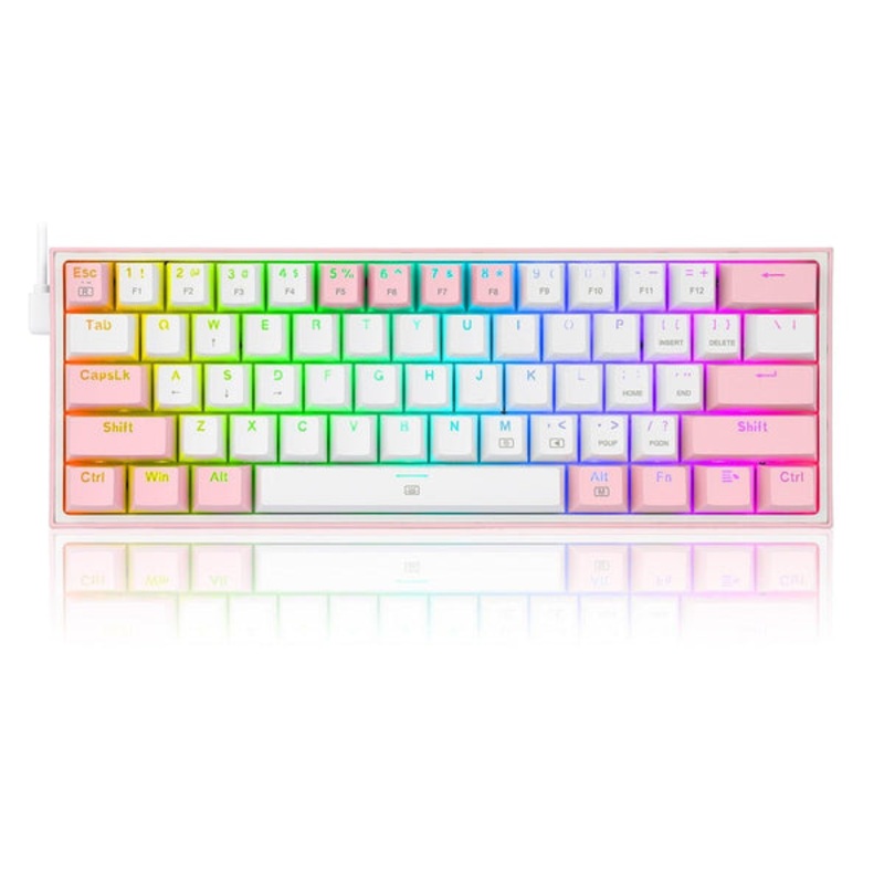 [CLEARANCE] Redragon K617 Fizz 60 Keys Compact USB Wired TKL Tenkeyless Mechanical Gaming Keyboard RGB (Red Switches, Linear) Dust-Proof Hot Swappable for Mac, Windows, PC, Computer, Laptop (Black, Grey/White, Pink/White, White/Grey, White/Pink) | JG Supe