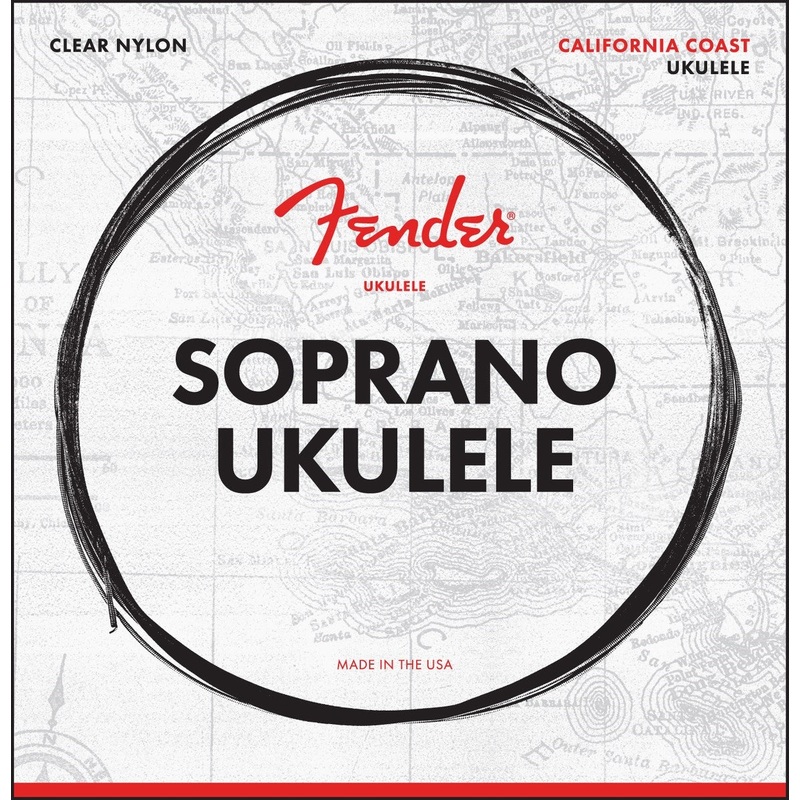 Fender California Coast Clear Nylon Ukulele String Set with Warm Clear Tones (Available in Soprano and Tenor)