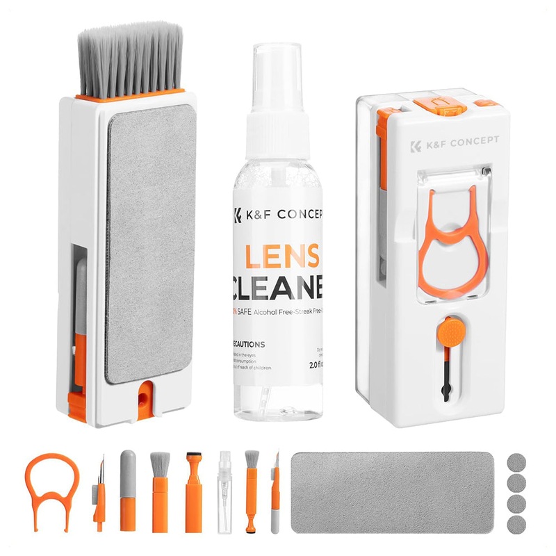 K&F Concept 11-in-1 Portable Cleaning Tool Kit with Compact Storage Design for Cameras, Lenses, Keyboards, Laptop, Computers, Monitors, Smartphones, Tablets, Headphones, Earbuds, Earphones, Electronics and Mobile Devices | KF08-051