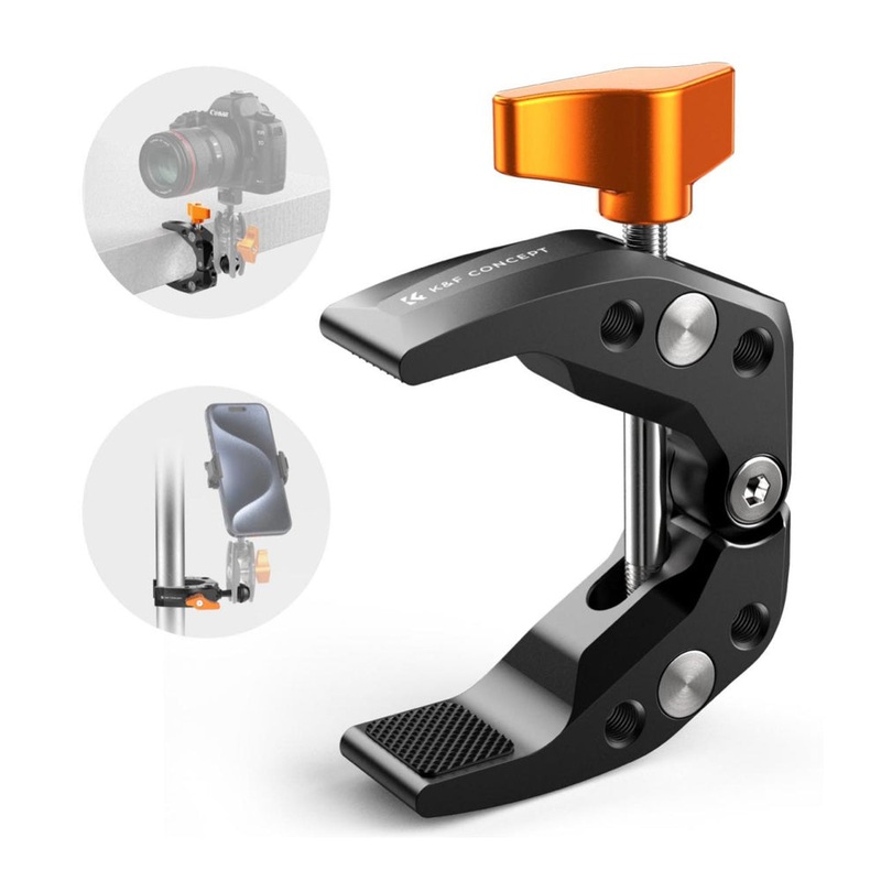 K&F Concept MS13 Super Clamp & Magic Arm Mount with Multiple 1/4 Attachment Threads & Dual Ball Heads for Digital Camera Cage Monitor Video Light Smartphone Holder to Motorcycle Bicycle Handle Bar Tripod Light Stand Pole | MS15 + MS14