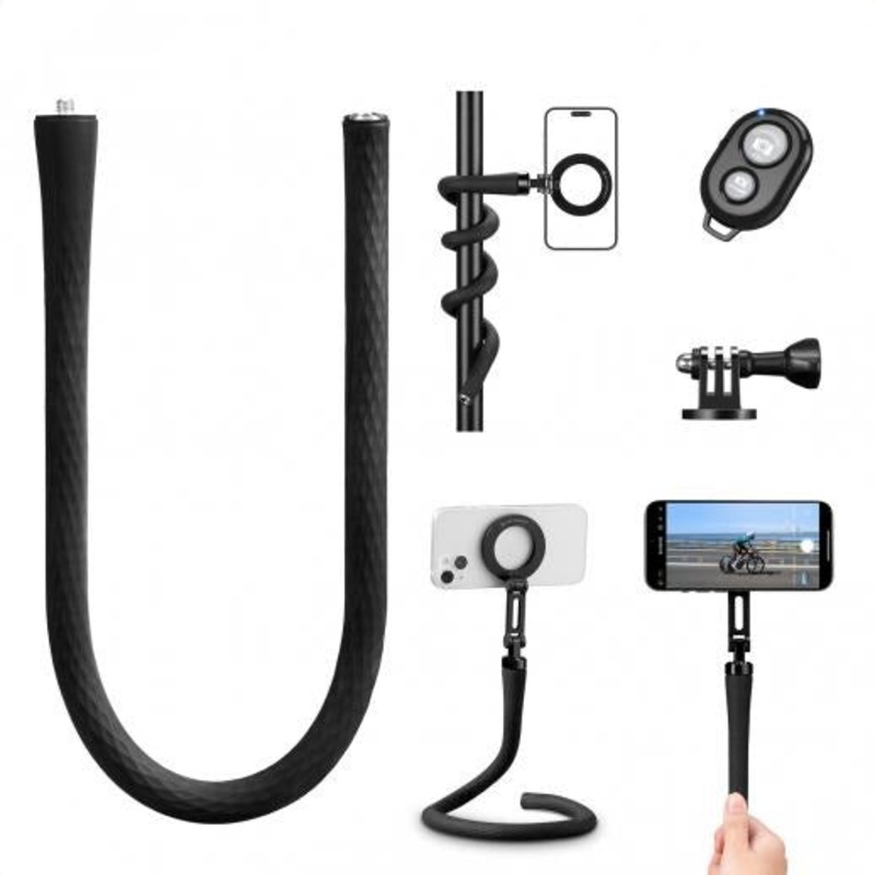 K&F Concept MS35 Magnetic Smartphone Flexible Bendable Mount Stand with Wireless Bluetooth Remote, 360 Rotation, Hands-Free Vlogging and Video Content Creation | KF31-134