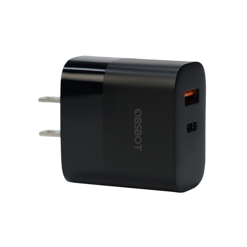 OBSBOT 45W 2 Port GaN 3.0 USB Type-A / Type-C PD High-Speed Charger for Tail 2 Streaming Web Camera