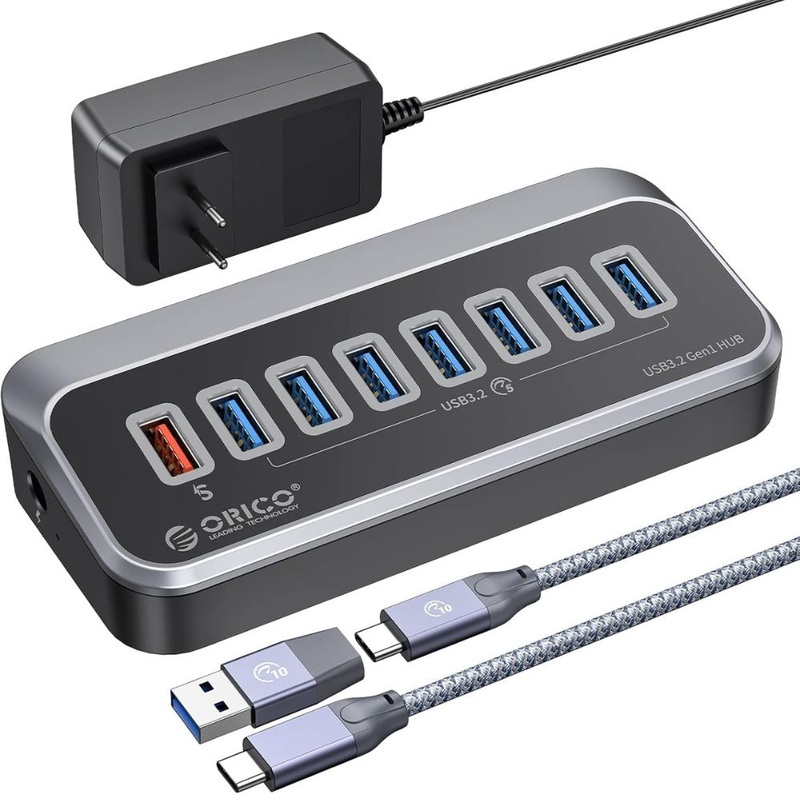 ORICO USB 3.2 Gen 1 5Gbps Multi-Port Type-C Hub with (Optional) TF/SD Card Reader and Power Supply with 18W PD Charging – Supports Windows, macOS, and Linux Systems for PCs, Desktop Computers, and Laptops – USB Hubs & Docking Stations