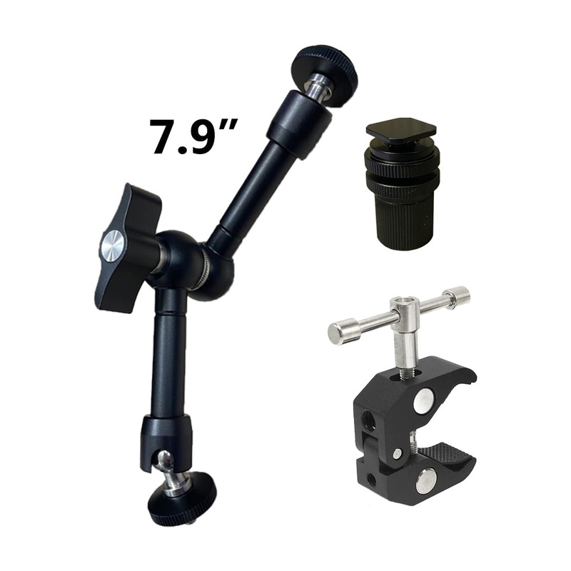 Pxel 10.5 / 7.9 Articulating Magic Arm Super C-Clamp 360 Rotation with Dual Ball Heads and 1/4-20 Screw Stud for Camera Cages, Monitors, Microphones, Studio Flashes, Lights & Professional Video Equipment
