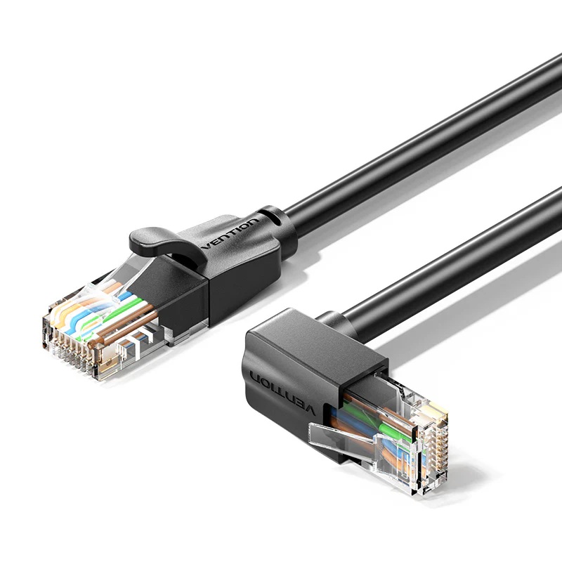 Vention 3-Meters Cat6 UTP 1000Mbps Downward Right Angle RJ45 Full-Speed Ethernet Patch Cable with 250MHz Bandwidth for Computers, Network Devices, PC, Laptops, Wi-Fi Access Point & Router