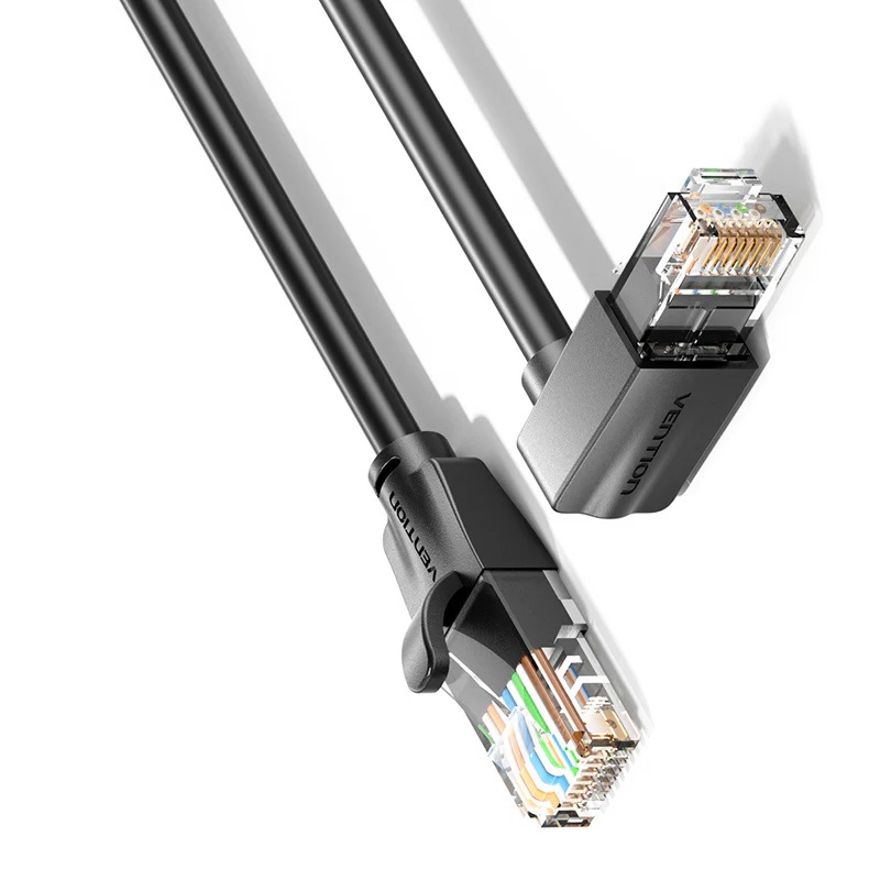 Vention 3-Meters Cat6 UTP 1000Mbps Upward Right Angle RJ45 Full-Speed Ethernet Patch Cable with 250MHz Bandwidth for Computers, Network Devices, PC, Laptops, Wi-Fi Access Point & Router